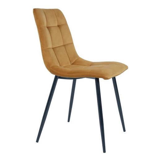 Sedia da pranzo, 55 x 44 x 86 cm, in velluto senape | Collezione Middelfart