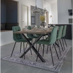 Sedia da pranzo, 55 x 44 x 86 cm, in velluto verde | Collezione Middelfart