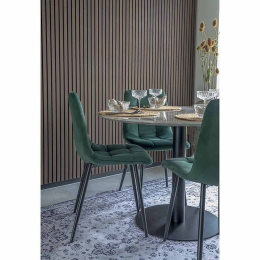 Sedia da pranzo, 55 x 44 x 86 cm, in velluto verde | Collezione Middelfart