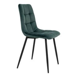 Sedia da pranzo, 55 x 44 x 86 cm, in velluto verde | Collezione Middelfart