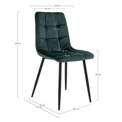 Sedia da pranzo, 55 x 44 x 86 cm, in velluto verde | Collezione Middelfart
