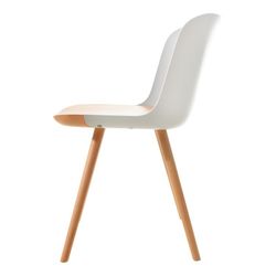 Sedia da pranzo, 55 x 46,5 x 77,5 cm, in legno di faggio naturale e policarbonato bianco | Collezione Jaunti