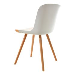 Sedia da pranzo, 55 x 46,5 x 77,5 cm, in legno di faggio naturale e policarbonato bianco | Collezione Jaunti