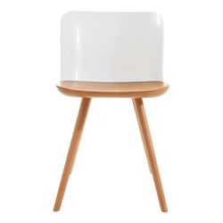 Sedia da pranzo, 55 x 46,5 x 77,5 cm, in legno di faggio naturale e policarbonato bianco | Collezione Jaunti