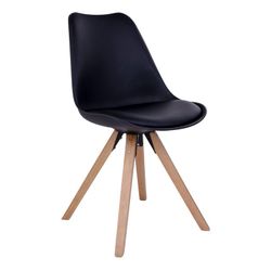 Silla de comedor, 55 x 48 x 86 cm, de piel sintética en negro y natural | Colección  Bergen