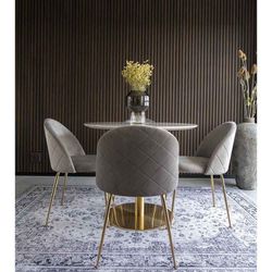 Sedia da pranzo, 56 x 51 x 76 cm, in velluto grigio | Collezione Geneve