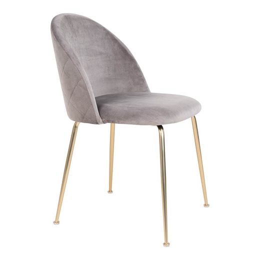 Sedia da pranzo, 56 x 51 x 76 cm, in velluto grigio | Collezione Geneve