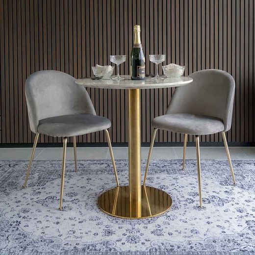 Sedia da pranzo, 56 x 51 x 76 cm, in velluto grigio | Collezione Geneve
