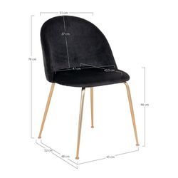 Sedia da pranzo, 56 x 51 x 76 cm, in velluto nero | Collezione Geneve