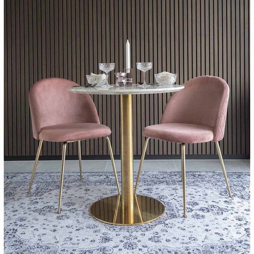 Sedia da pranzo, 56 x 51 x 76 cm, in velluto rosa | Collezione Geneve
