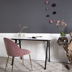 Sedia da pranzo, 56 x 51 x 76 cm, in velluto rosa | Collezione Geneve