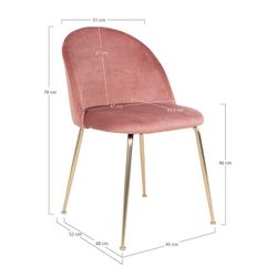 Sedia da pranzo, 56 x 51 x 76 cm, in velluto rosa | Collezione Geneve