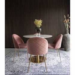 Sedia da pranzo, 56 x 51 x 76 cm, in velluto rosa | Collezione Geneve
