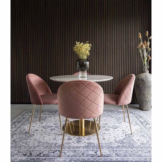 Sedia da pranzo, 56 x 51 x 76 cm, in velluto rosa | Collezione Geneve
