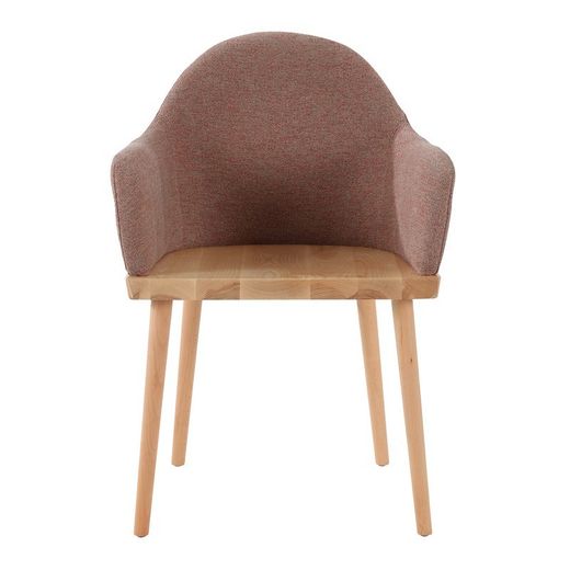 Sedia da pranzo, 57 x 54 x 82 cm, con braccioli in legno di frassino e rivestimento beige | Collezione Serie Beksand Linen
