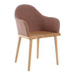 Sedia da pranzo, 57 x 54 x 82 cm, con braccioli in legno di frassino e rivestimento beige | Collezione Serie Beksand Linen