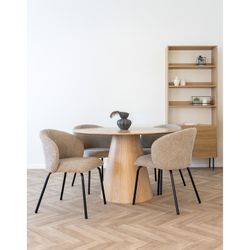 Sedia da pranzo, 58 x 56 x 79 cm, in tessuto bouclé beige | Collezione Safira