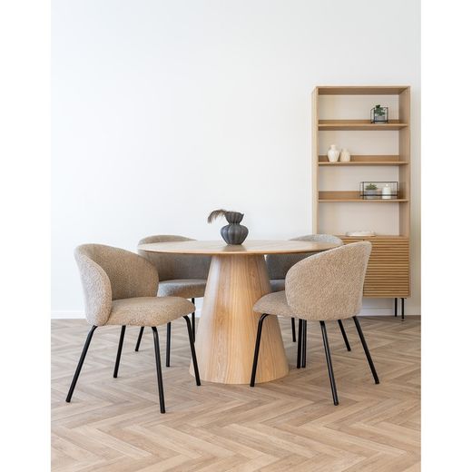 Sedia da pranzo, 58 x 56 x 79 cm, in tessuto bouclé beige | Collezione Safira