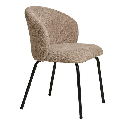Sedia da pranzo, 58 x 56 x 79 cm, in tessuto bouclé beige | Collezione Safira