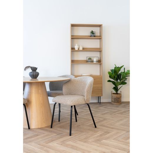 Sedia da pranzo, 58 x 56 x 79 cm, in tessuto bouclé beige | Collezione Safira