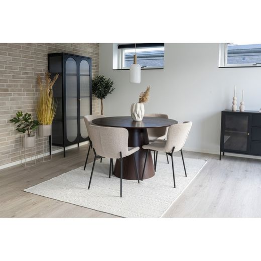 Sedia da pranzo, 59 x 48 x 83 cm, in tessuto bouclé beige | Collezione Maceda