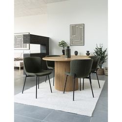 Sedia da pranzo, 59 x 48 x 83 cm, in tessuto bouclé verde scuro | Collezione Maceda