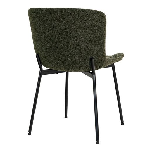 Sedia da pranzo, 59 x 48 x 83 cm, in tessuto bouclé verde scuro | Collezione Maceda