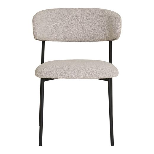Sedia da pranzo, 59 x 55 x 79,5 cm, in tessuto bouclé colore sabbia | Collezione Mira
