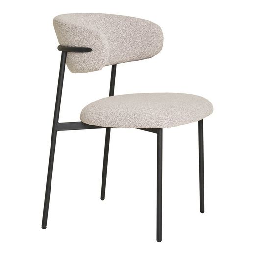Sedia da pranzo, 59 x 55 x 79,5 cm, in tessuto bouclé colore sabbia | Collezione Mira