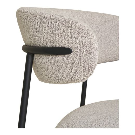 Sedia da pranzo, 59 x 55 x 79,5 cm, in tessuto bouclé colore sabbia | Collezione Mira