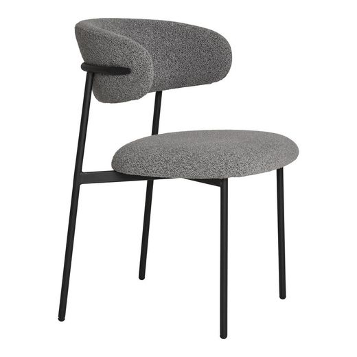 Sedia da pranzo, 59 x 55 x 79,5 cm, in tessuto bouclé grigio | Collezione Mira