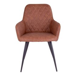 Sedia da pranzo, 65 x 57 x 87 cm, in pelle sintetica marrone vintage | Collezione Harbo