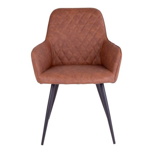 Sedia da pranzo, 65 x 57 x 87 cm, in pelle sintetica marrone vintage | Collezione Harbo