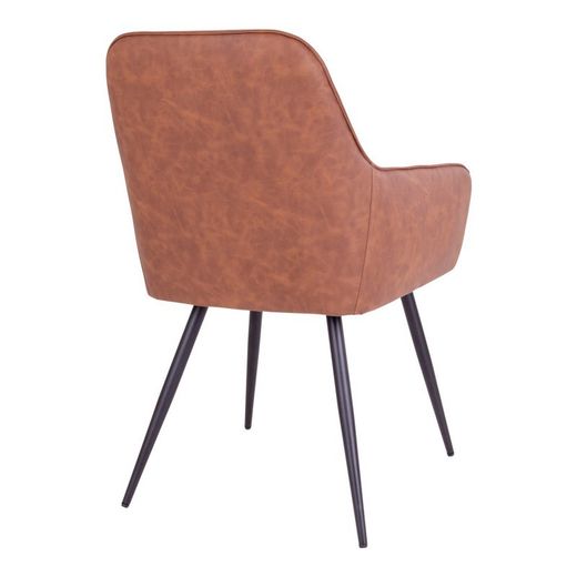 Sedia da pranzo, 65 x 57 x 87 cm, in pelle sintetica marrone vintage | Collezione Harbo
