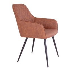 Sedia da pranzo, 65 x 57 x 87 cm, in pelle sintetica marrone vintage | Collezione Harbo