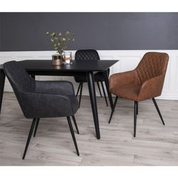 Sedia da pranzo, 65 x 57 x 87 cm, in pelle sintetica marrone vintage | Collezione Harbo