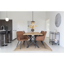 Sedia da pranzo, 65 x 57 x 87 cm, in pelle sintetica marrone vintage | Collezione Harbo