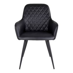 Sedia da pranzo, 65 x 57 x 87 cm, in pelle sintetica nera | Collezione Harbo