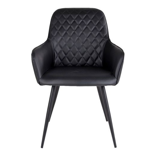Sedia da pranzo, 65 x 57 x 87 cm, in pelle sintetica nera | Collezione Harbo