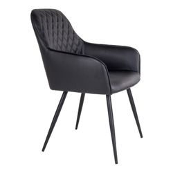 Sedia da pranzo, 65 x 57 x 87 cm, in pelle sintetica nera | Collezione Harbo