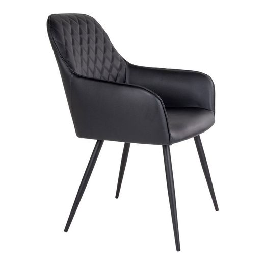 Sedia da pranzo, 65 x 57 x 87 cm, in pelle sintetica nera | Collezione Harbo