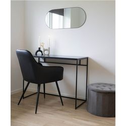 Sedia da pranzo, 65 x 57 x 87 cm, in pelle sintetica nera | Collezione Harbo