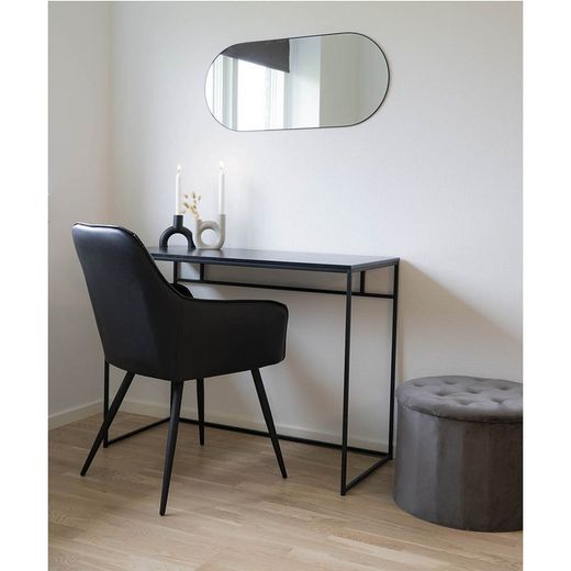 Sedia da pranzo, 65 x 57 x 87 cm, in pelle sintetica nera | Collezione Harbo