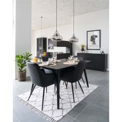 Sedia da pranzo, 65 x 57 x 87 cm, in pelle sintetica nera | Collezione Harbo