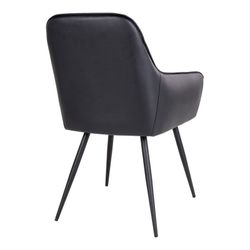 Sedia da pranzo, 65 x 57 x 87 cm, in pelle sintetica nera | Collezione Harbo