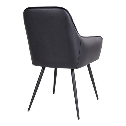 Sedia da pranzo, 65 x 57 x 87 cm, in pelle sintetica nera | Collezione Harbo