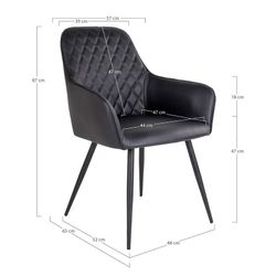 Sedia da pranzo, 65 x 57 x 87 cm, in pelle sintetica nera | Collezione Harbo