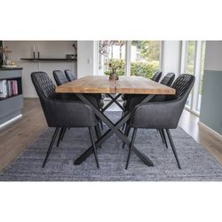Sedia da pranzo, 65 x 57 x 87 cm, in pelle sintetica nera | Collezione Harbo
