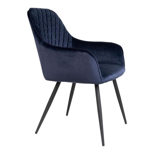 Sedia da pranzo, 65 x 57 x 87 cm, in velluto blu | Collezione Harbo
