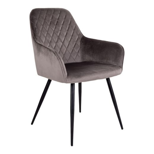 Sedia da pranzo, 65 x 57 x 87 cm, in velluto colore topo | Collezione Harbo